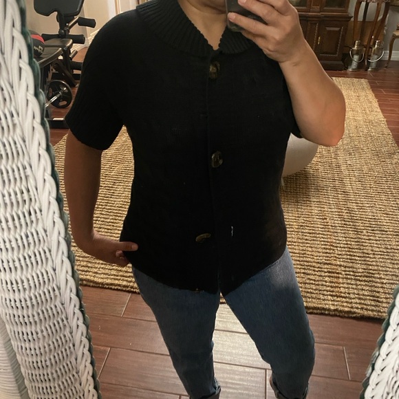 Talbots Black Short Sleeve Knit Cardigan - Picture 4 of 4